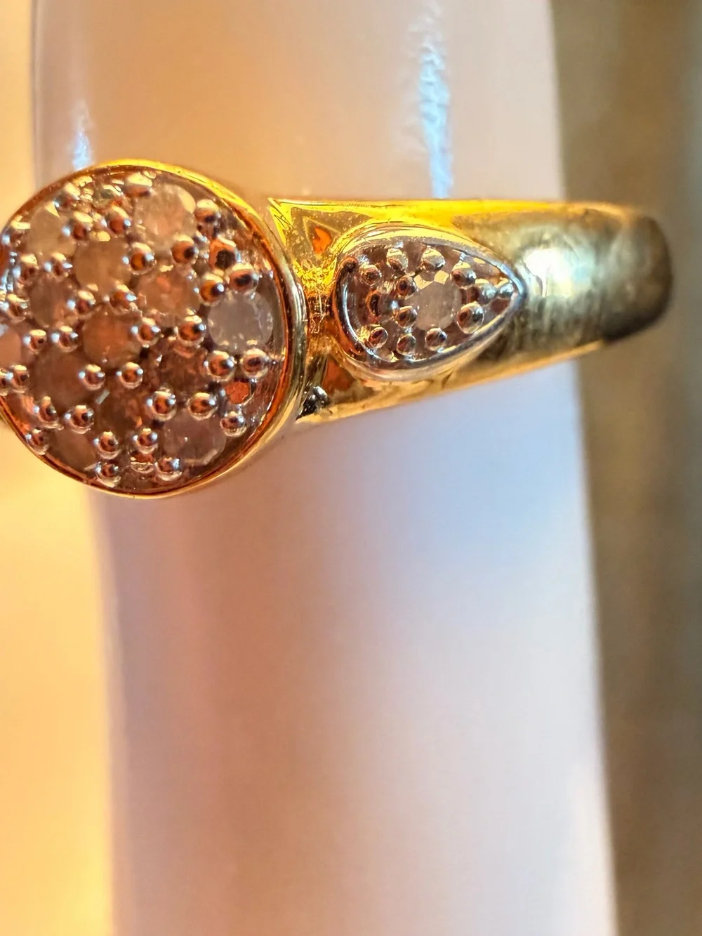 14K Gold Over Sterling Silver 0.070 CTW Diamond Cluster Ring Sz 7 Two-Tone